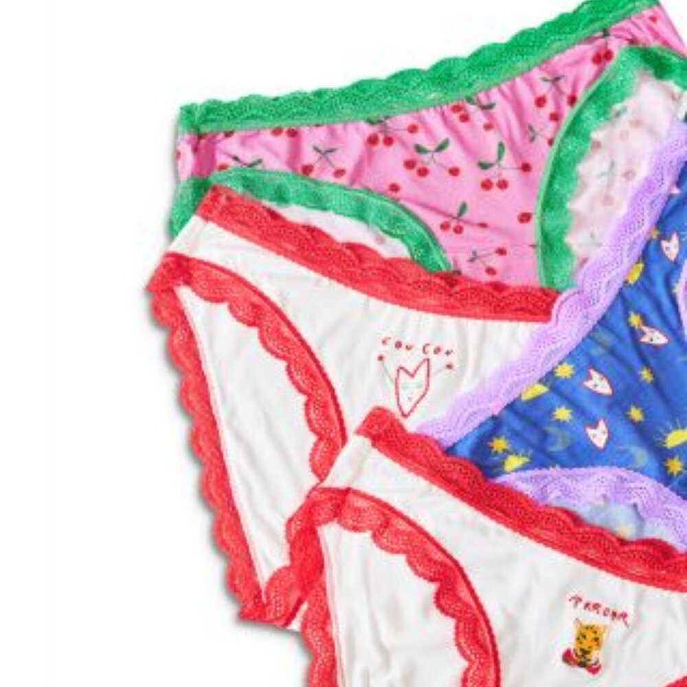 Stripe & Stare Women's Bikini Briefs 4-Pack Multicolor Large NWT